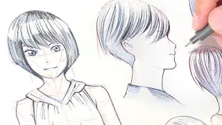 ショートカットヘアDrawing　Shortcut hair