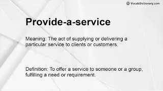 Provide-a-service Meaning