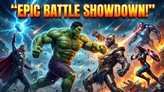 Hulk Fight Scene with Thanos,Robot,Thor and Captain America