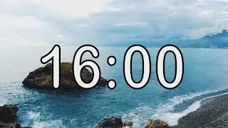 16 minute timer with Calm and Soft Music and sea wave cinematic background