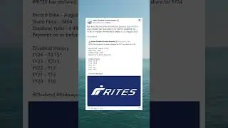RITES Ltd 1st interim dividend for credited in bank accounts of shareholders. #Rites #indianrailways