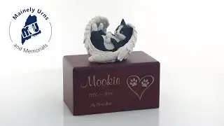 Hamilton Collection Black and White Cat Figurine Cherry Wood MDF Cremation Urn