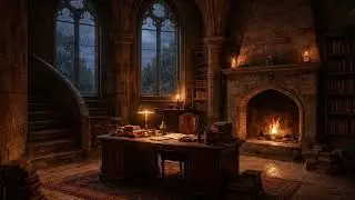 Rain Sounds for Study & Deep Focus (8hrs) | Castle Study Room