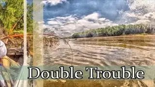 Double Trouble - Double hookup while kayak fishing for flathead catfish