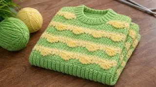 ✨💯 How to make a cute💖 knitting🧶 baby sweater?|Beautiful❤️ colour combination 💚💛|Simplest tutorial✨💕