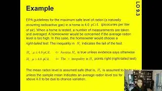 Chapter 9 LO 3 Explain decision rules, critical values, and rejection regions