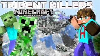 Two Designs of Bedrock Trident Killer | Perfect for a Minecraft 1.18 Mob Farm | Looting!