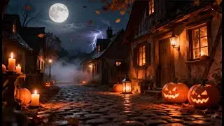Moonlight Village | Cozy Halloween Street | 4K Frame TV Art