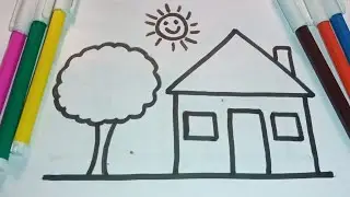 How To Draw A Beautiful House/painting & Coloring For kids Step By Step/ Good Drawing For kids 