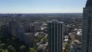 North Pond Downtown Chicago Skyline Drone Lakeview Condominiums Nature Sanctuary Diversey Harbor