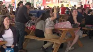 Soccer fans celebrate China's win in Vancouver fan zone