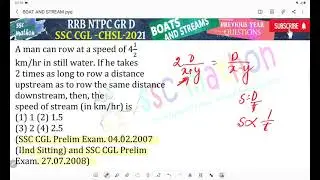 A man can row at a speed of 4 &frac12;km/hr in still water. If he takes 2 times as long to row a distance