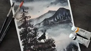 [ASMR] Watercolor Painting with layered nature sound (No talking) - 