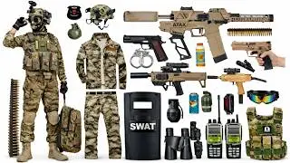 Unboxing mysterious toy box, Mauser 98K sniper rifle, AK47 assault rifle, MP5 submachine gun, Glock