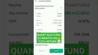 Quant ELSS mutual fund portfolio negative 7.22% down 😟📉 #quant #mutualfunds #portfolio #sip
