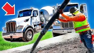 Pouring CONCRETE at an active CONSTRUCTION Site!