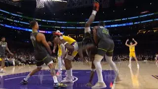 Anthony Edwards takes scary fall and lands on shoulder/neck vs Lakers 😳