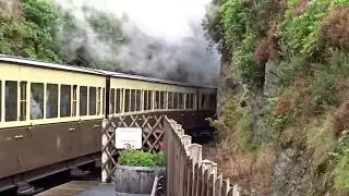 Vale of Rheidol train leaving Devils Bridge Pontarfynach Railway Station Wales UK
