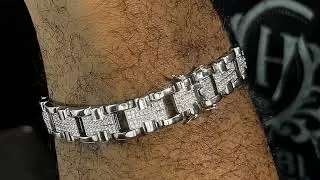 MOISSANITE Custom Hermes Presidential Link Bracelet Iced Out - 925 Silver - 12mm - 7.5