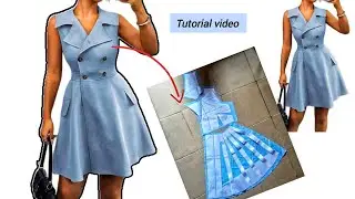 How to draft/ cut and sew a beginner friendly  over lap lapel dress with 720 degree flare. 