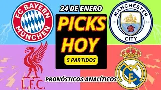 PRON&Oacute;STICOS 24 ENERO🔥 Goles, C&oacute;rners y Tiros a Puerta | Bayern, City, Liverpool