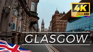 🏴󠁧󠁢󠁳󠁣󠁴󠁿 Glasgow city centre morning walk. Scotland 4K