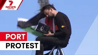 Pro-Palestinian protesters blockade Webb Dock | 7NEWS