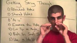 How To Get Tennis String Through Blocked  & Shared Holes