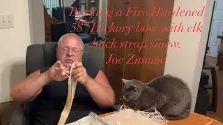 Backing a Fire Hardened 58&rdquo; Hickory bow with elk back strap sinew. Joe Zummo