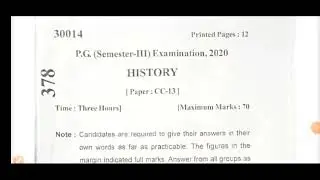 History,CC-13, PG Sem.-III(2018-20), Previous year Q. paper With Ans. BRABU, MUZ.@Self Made Tutorial