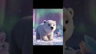 Splash! Funny Polar Bear on Ice 🧊 Cute Animal #Shorts #kidsvideo #viral #kids #cartoon #cuteanimals