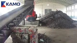 Old bicycle hammermill shredder PS1280 horizontal briquetting crusher test machine In the workshop