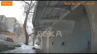 Dashcam Footage of Russian MLRS Strike, Ukraine