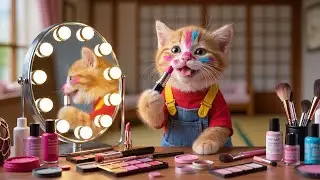 Adorable Ginger Kitten Attempts Mom’s Makeup – Hilarious Result! 😆✨