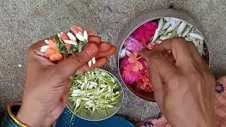 jasmine flowers and kanakambaram flowers garland making/veni making/poola jada making