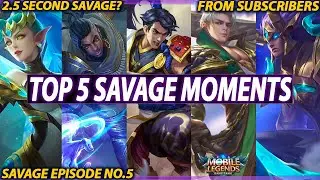 Mobile Legends Top 5 SAVAGE Moments Episode No 5 | Best SAVAGE Moment of Mobile Legends #PlayLegends
