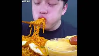 ASMR Eating Carbo Fire Noodles with Sausage & Cheese 🍜🧀🌭