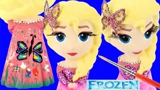 FROZEN ELSA DRESS Paint Your Own Glitter Butterfly Feathers Flowers How-To Costume Figurine Toys