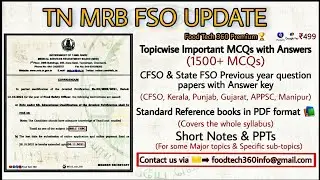 TN MRB FSO Update !! - Study materials for TN FSO as per the Syllabus - in PDF Format