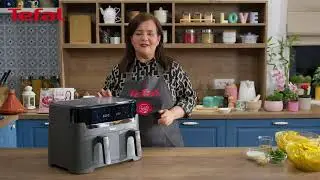 Pui intreg cu cartofi noi gatite la friteuza cu aer cald Tefal Dual EasyFry & Grill