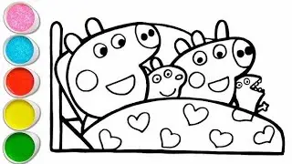 Peppa Pig with family Drawing, Painting and Coloring for Toddlers -Child Art 