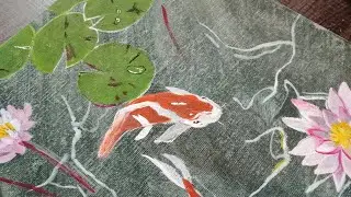 How To Paint A Koi Fish Pond / Acrylic Painting Techniques / Acrylic Painting 