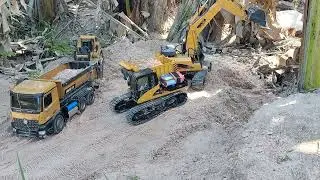 Rc Construction review all truck working 1 2 3,Huina excavator ,Huina dump truck 2,#catcambodia
