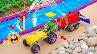 Discover new technology: watering plants with homemade tractors and mini water tankers