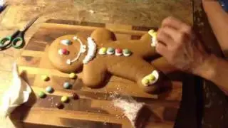 Our creation of the Giant Gingerbread man made of M&M butto