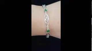 Sterling Silver Stone Set Celtic Trinity Knot Bracelet