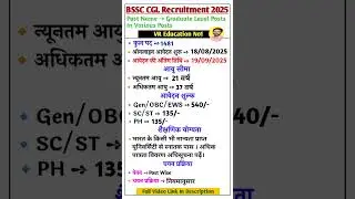 BSSC CGL Vacancy 2025 ll Bihar SSC CGL 4 Vacancy 2025 ll BSSC CGL 2025