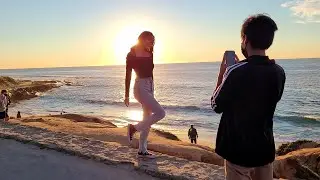 Explore San Diego walking tour of La Jolla Cove in San Diego California USA