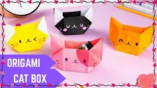 Origami Cat Box🐱| How to make Origami Box | Step by Step Tutorial #diy #origami #papercraft