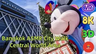 【180° VR】Bangkok ASMR City Walk immersive ✨| R-Walk Skywalk from Central World to Louis Vuitton 3D8K